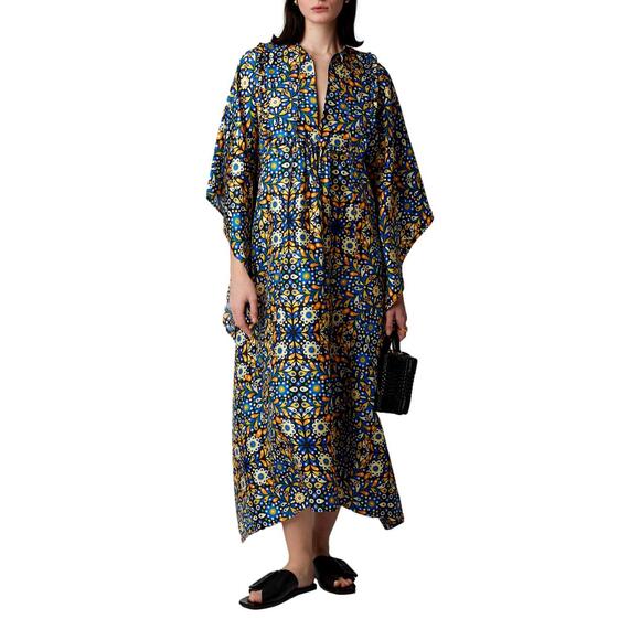 La DoubleJ Silk Kimono Caftan Dress Made In Italy With Mantero Dress - Picture 3 of 15